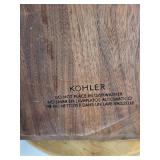 Kohler Walnut Cutting Board and Wooden Lazy Susan with Wood Slice Trivets