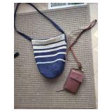 JW Hulme Leather Crossbody Wallet and Knit Shoulder Bag Set