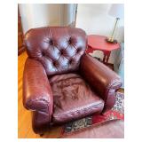 Brown Leather Club Chair with Ottoman