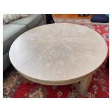 Round Wood Coffee Table with Textured Finish, 42 Inch Diameter