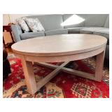 Round Wood Coffee Table with Textured Finish, 42 Inch Diameter