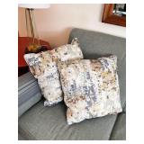 Blue-Gray Upholstered Sectional Sofa with 4 Decorative Pillows