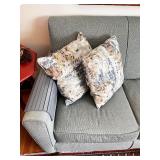 Blue-Gray Upholstered Sectional Sofa with 4 Decorative Pillows