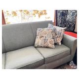 Blue-Gray Upholstered Sectional Sofa with 4 Decorative Pillows
