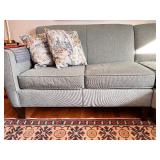 Blue-Gray Upholstered Sectional Sofa with 4 Decorative Pillows