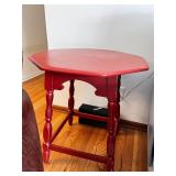 Red Hexagonal Wooden Side Table, 24x25x29 Inches