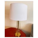 Modern Table Lamp with Glass Base and White Shade, 24 Inch