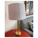 Modern Table Lamp with Glass Base and White Shade, 24 Inch
