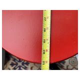 Red Oval Side Table with Magazine Rack, 22 Inch Tall