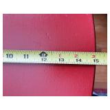 Red Oval Side Table with Magazine Rack, 22 Inch Tall