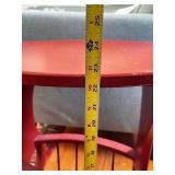 Red Oval Side Table with Magazine Rack, 22 Inch Tall