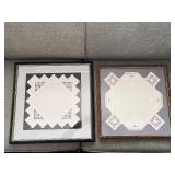 Pair of Framed Handcrafted White Lace Doilies