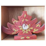 Red Wing USA 1590 Pottery Vase and Folk Art Maple Leaf Letter Holder