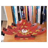 Red Wing USA 1590 Pottery Vase and Folk Art Maple Leaf Letter Holder