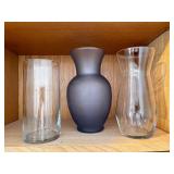 Set of 3 Glass Vases Including Frosted and Clear Styles