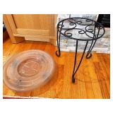 Metal Plant Stand and 15-Inch Rolling Plant Caddy Set