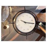 Orrefors Sweden Etched Glass Dish and Modern Table Clock Set