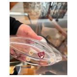 Orrefors Sweden Etched Glass Dish and Modern Table Clock Set