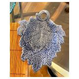 Kitchen Decor and Tableware Lot with Glass Plate, Felt Mat, Bamboo Placemat, and Leaf Dish