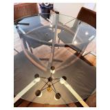 Mid-Century Modern Glass Top Dining Table with 4 Chrome-Frame Chairs