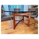 Mid-Century Modern Glass Top Dining Table with 4 Chrome-Frame Chairs