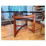 Mid-Century Modern Glass Top Dining Table with 4 Chrome-Frame Chairs
