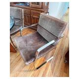 Mid-Century Modern Glass Top Dining Table with 4 Chrome-Frame Chairs