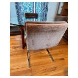 Mid-Century Modern Glass Top Dining Table with 4 Chrome-Frame Chairs