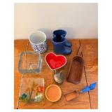 Decorative Assorted Home Decor Items Including Ceramic, Glass, and Wood Pieces - Set of 9