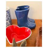 Decorative Assorted Home Decor Items Including Ceramic, Glass, and Wood Pieces - Set of 9