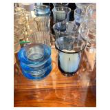 Collection of Glass Candle Holders and Small Decorative Bowls