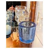 Collection of Glass Candle Holders and Small Decorative Bowls
