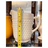 Collection of 3 Decorative Creamers and Vases with Yellow and White Designs