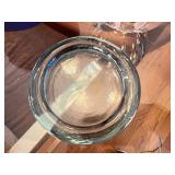 Set of 3 Decorative Bowls: Blue Art Pottery, Clear Glass, and Aqua Glass