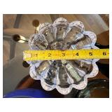 Set of 3 Decorative Bowls: Blue Art Pottery, Clear Glass, and Aqua Glass