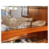 Cut Glass Crystal Bowl With Dishes and Ashtray Set