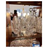 Cut Crystal Barware Set with Decanters, Ice Bucket, Glasses