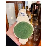 Blue and White Crackle Glaze Ceramic Pitcher and Bunny Candlestick Holders Set