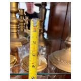 Collection of 8 Brass Candlesticks and Small Brass Bell