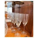 Cut Glass Pitcher and Set of 8 Wine Glasses