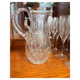Cut Glass Pitcher and Set of 8 Wine Glasses