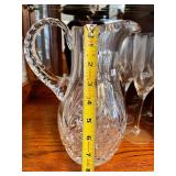 Cut Glass Pitcher and Set of 8 Wine Glasses