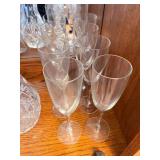 Cut Glass Pitcher and Set of 8 Wine Glasses