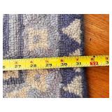 Set of 3 Blue and Cream Patterned Wool Accent Rugs