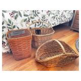 Collection of 3 Woven Baskets with Handles and Liners