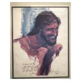 Religious Wall Art Lot: Framed Jesus Portrait, Serenity Prayer, and Ornate Cross Plaque