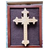 Religious Wall Art Lot: Framed Jesus Portrait, Serenity Prayer, and Ornate Cross Plaque