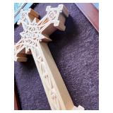 Religious Wall Art Lot: Framed Jesus Portrait, Serenity Prayer, and Ornate Cross Plaque