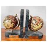 Pair of Marble Globe Bookends with John 3:16 Plaques