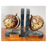 Pair of Marble Globe Bookends with John 3:16 Plaques